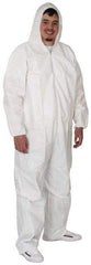 PRO-SAFE - Size XL Film Laminate Chemical Resistant Coveralls - White, Zipper Closure, Elastic Cuffs, Elastic Ankles, Serged Seams, ISO Class 5 - Americas Industrial Supply