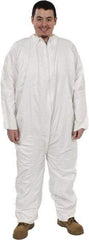 PRO-SAFE - Size 3XL Film Laminate Chemical Resistant Coveralls - White, Zipper Closure, Elastic Cuffs, Elastic Ankles, Serged Seams, ISO Class 5 - Americas Industrial Supply