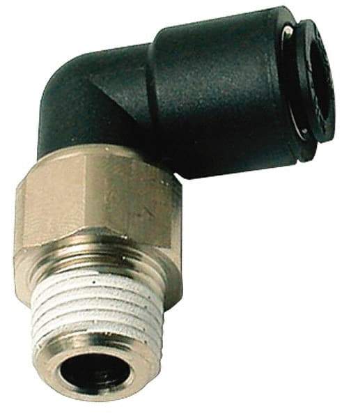 Legris - 10mm Outside Diam, 3/8 BSPT, Nylon Push-to-Connect Tube Male Swivel Elbow - 290 Max psi, Tube to Male BSPT Connection, Buna Nitrile O-Ring - Americas Industrial Supply