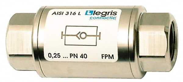 Legris - 1/4" Stainless Steel Check Valve - Unidirectional, Female BSPP x Female BSPP, 580 WOG - Americas Industrial Supply