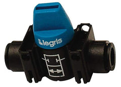 Legris - 10mm Pipe, Standard Port, Composite Miniature Ball Valve - 1 Piece, Inline - Two Way Flow, Push-to-Connect x Push-to-Connect Ends, Short Handle, 150 WOG - Americas Industrial Supply