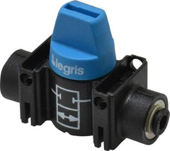Legris - 5/32" Pipe, Standard Port, Composite Miniature Ball Valve - 1 Piece, Inline - Two Way Flow, Push-to-Connect x Push-to-Connect Ends, Short Handle, 150 WOG - Americas Industrial Supply