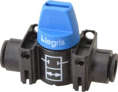 Legris - 8mm Pipe, Standard Port, Composite Miniature Ball Valve - 1 Piece, Inline - Two Way Flow, Push-to-Connect x Push-to-Connect Ends, Short Handle, 150 WOG - Americas Industrial Supply