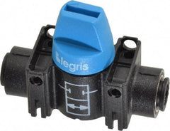 Legris - 1/4" Pipe, Standard Port, Composite Miniature Ball Valve - 1 Piece, Inline - Two Way Flow, Push-to-Connect x Push-to-Connect Ends, Short Handle, 150 WOG - Americas Industrial Supply