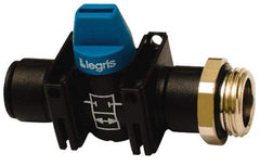 Legris - 1/8" Pipe, Standard Port, Composite Miniature Ball Valve - 1 Piece, Inline - Two Way Flow, MBSPP x Push-to-Connect Ends, Short Handle, 150 WOG - Americas Industrial Supply