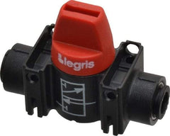 Legris - 1/4" Pipe, Standard Port, Composite Miniature Ball Valve - 1 Piece, Inline - Two Way Flow, Push-to-Connect x Push-to-Connect Ends, Short Handle, 150 WOG - Americas Industrial Supply