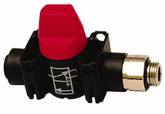 Legris - 3/8" Pipe, Standard Port, Composite Miniature Ball Valve - 1 Piece, Inline - Two Way Flow, MBSPP x Push-to-Connect Ends, Short Handle, 150 WOG - Americas Industrial Supply