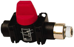 Legris - 5/16" Pipe, Standard Port, Composite Miniature Ball Valve - 1 Piece, Inline - Two Way Flow, MNPT x Push-to-Connect Ends, Short Handle, 150 WOG - Americas Industrial Supply