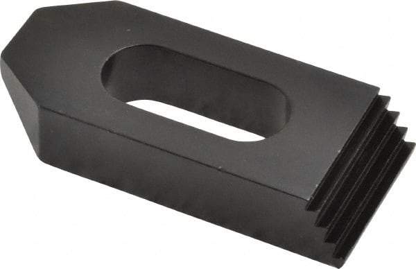 Jergens - 1/2" Stud, Low Carbon Steel, Plain Strap Clamp - 1/2" Travel, 2-1/2" OAL x 1-1/8" Wide x 1/2" High, Black Oxide Finish, Tapered Nose - Americas Industrial Supply