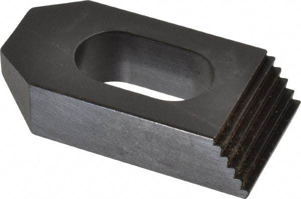 Jergens - 5/8" Stud, Low Carbon Steel, Plain Strap Clamp - 1/2" Travel, 2-1/2" OAL x 1-1/4" Wide x 5/8" High, Black Oxide Finish, Tapered Nose - Americas Industrial Supply