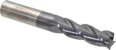 Accupro - 3/4", 2-1/4" LOC, 3/4" Shank Diam, 5" OAL, 3 Flute, Solid Carbide Square End Mill - Single End, AlTiN Finish, Spiral Flute, 40° Helix, Centercutting, Right Hand Cut, Right Hand Flute - Americas Industrial Supply