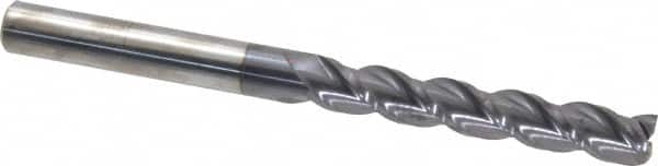 Accupro - 1/2", 3" LOC, 1/2" Shank Diam, 6" OAL, 3 Flute, Solid Carbide Square End Mill - Single End, AlTiN Finish, Spiral Flute, 40° Helix, Centercutting, Right Hand Cut, Right Hand Flute - Americas Industrial Supply