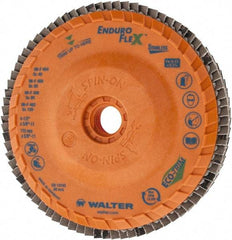 WALTER Surface Technologies - 40 Grit, 4-1/2" Disc Diam, 5/8-11 Center Hole, Zirconia Alumina Flap Disc - 13,300 Max RPM, Plastic Backing, Arbor Attaching System, Coated - Americas Industrial Supply