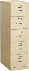 Hon - 18-1/4" Wide x 60" High x 26-1/2" Deep, 5 Drawer Vertical File - Steel, Putty - Americas Industrial Supply