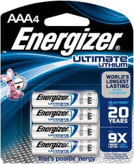 Energizer - Size AAA, Lithium, Photo Battery - 1.5 Volts, Button Tab Terminal, FR03 - Americas Industrial Supply
