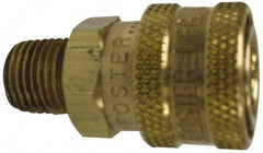 Value Collection - 3/8 Male x Female NPT Pneumatic Hose Quick Connect Socket - Brass, 1-1/8" Body Diam, 3/8" Hose ID - Americas Industrial Supply