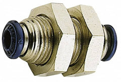 Alpha Technologies - 5/32" Outside Diam, Nickel Plated Brass Push-to-Connect Bulkhead Union - 250 Max psi, Tube to Tube Connection, Buna O-Ring - Americas Industrial Supply