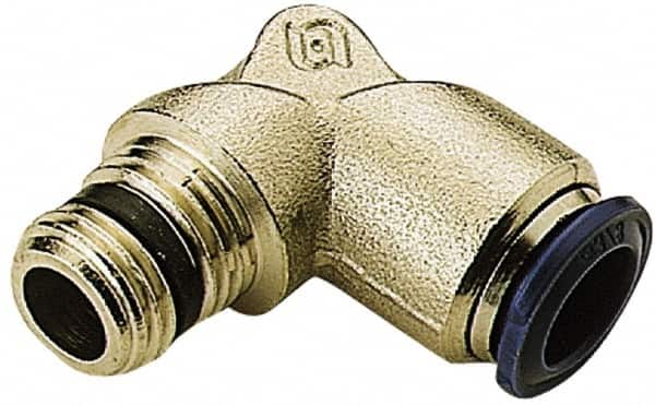 Alpha Technologies - 1/4" Outside Diam, 1/4 NPTF, Nickel Plated Brass Push-to-Connect Tube Male Elbow - 250 Max psi, Tube to Male NPT Connection, Buna O-Ring - Americas Industrial Supply