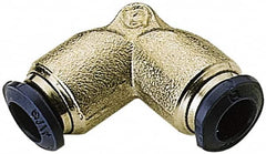 Alpha Technologies - 1/4" Outside Diam, Nickel Plated Brass Push-to-Connect Union Elbow - 250 Max psi, Tube to Tube Connection, Buna O-Ring - Americas Industrial Supply