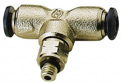 Alpha Technologies - 1/8" Outside Diam, 10-32 UNF, Nickel Plated Brass Push-to-Connect Male Swivel Branch Tee - 250 Max psi, Tube to Male UNF Connection, Buna O-Ring - Americas Industrial Supply