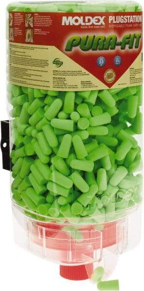 Moldex - Disposable Non-Refillable Earplug Dispenser with 33 dB Earplugs - Green Earplugs, 500 Pairs, Includes Mounting Bracket, Template & Hardware - Americas Industrial Supply