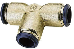 Alpha Technologies - 1/8" Outside Diam, Nickel Plated Brass Push-to-Connect Union Tee - 250 Max psi, Tube to Tube Connection, Buna O-Ring - Americas Industrial Supply