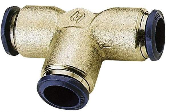 Alpha Technologies - 1/4" Outside Diam, Nickel Plated Brass Push-to-Connect Union Tee - 250 Max psi, Tube to Tube Connection, Buna O-Ring - Americas Industrial Supply