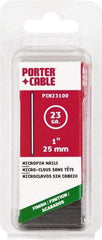 Porter-Cable - 23 Gauge 1" Long Pin Nails for Power Nailers - Steel, Galvanized Finish, Straight Stick Collation, Chisel Point - Americas Industrial Supply