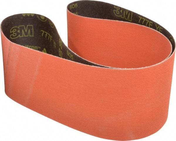 3M - 6" Wide x 60" OAL, 60 Grit, Ceramic Abrasive Belt - Ceramic, Medium, Coated, YF Weighted Cloth Backing, Wet/Dry, Series 777F - Americas Industrial Supply