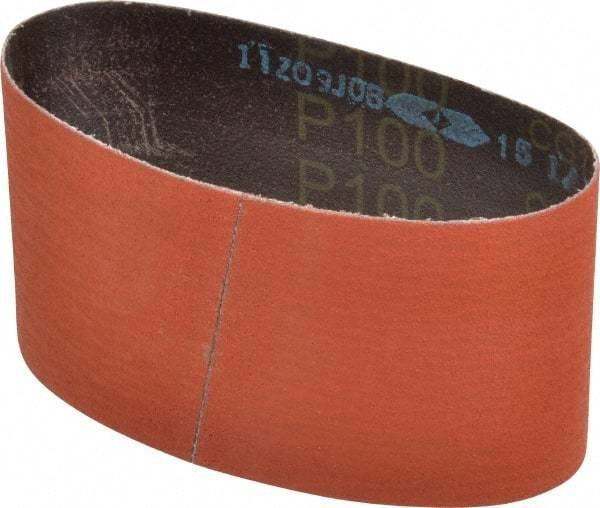 3M - 3-1/2" Wide x 15-1/2" OAL, 100 Grit, Ceramic Abrasive Belt - Ceramic, Fine, Coated, Y Weighted Cloth Backing, Wet/Dry, Series 777F - Americas Industrial Supply