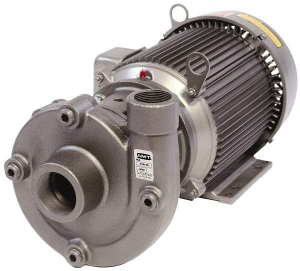 American Machine & Tool - 115/230V Volt, 1 Phase, 2 HP, Cast Iron Straight Pump - 2 Inch Inlet, 1-1/2 Inch Outlet, 62 Max Head psi, Stainless Steel Impeller, Buna-N Seal - Americas Industrial Supply