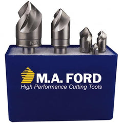 M.A. Ford - 5 Piece, 1/4 to 3/4" Head Diam, 100° Included Angle, Single End Countersink Set - Americas Industrial Supply