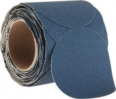 Norton - 5" Diam, 100 Grit Zirconia Alumina Adhesive PSA Disc - Medium Grade, Blue, F Weighted Backing, Flexible - Americas Industrial Supply