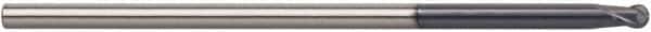 Accupro - 3/8" Diam, 3/8" LOC, 2 Flute Solid Carbide Ball End Mill - AlTiN Finish, Single End, 6" OAL, 3/8" Shank Diam, Spiral Flute - Americas Industrial Supply