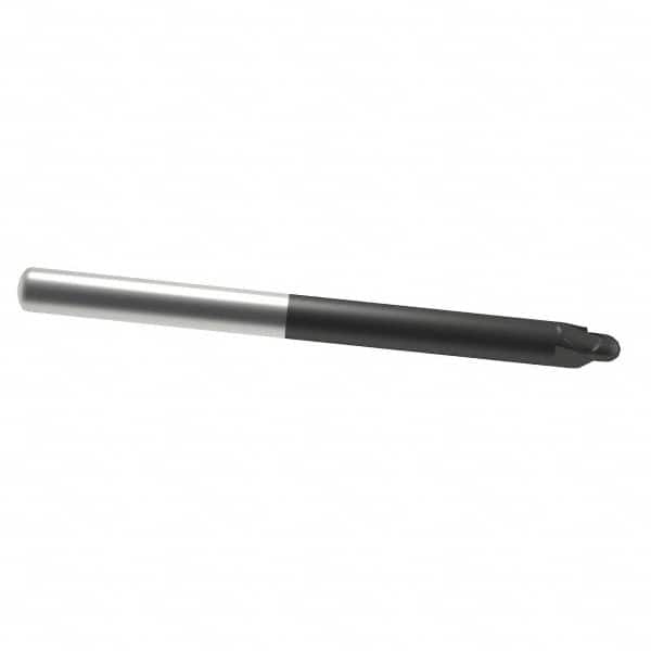 Accupro - 3/8" Diam, 3/8" LOC, 2 Flute Solid Carbide Ball End Mill - AlTiN Finish, Single End, 4" OAL, 3/8" Shank Diam, Spiral Flute - Americas Industrial Supply