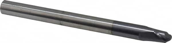 Accupro - 1/2" Diam, 1/2" LOC, 2 Flute Solid Carbide Ball End Mill - AlTiN Finish, Single End, 6" OAL, 1/2" Shank Diam, Spiral Flute - Americas Industrial Supply