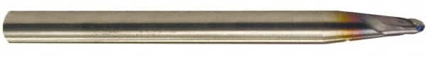 Accupro - 3° Taper Angle per Side, 5/16" Small End Diam, 5/16" LOC, Solid Carbide 2 Flute Tapered Ball End Mill - AlTiN Finish, 6" OAL, 3/8" Shank Diam, Spiral Flute, 30° Helix - Americas Industrial Supply