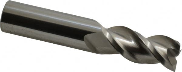 Accupro - 3/4", 1-5/8" LOC, 3/4" Shank Diam, 4" OAL, 3 Flute, Solid Carbide Square End Mill - Single End, Uncoated, Spiral Flute, 40° Helix, Centercutting, Right Hand Cut, Right Hand Flute - Americas Industrial Supply