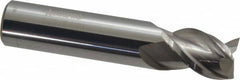 Accupro - 1/2", 5/8" LOC, 1/2" Shank Diam, 2-1/2" OAL, 3 Flute, Solid Carbide Square End Mill - Single End, Uncoated, Spiral Flute, 40° Helix, Centercutting, Right Hand Cut, Right Hand Flute - Americas Industrial Supply