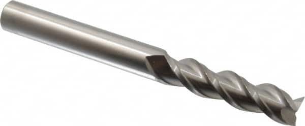 Accupro - 5/8", 2-1/2" LOC, 5/8" Shank Diam, 6" OAL, 3 Flute, Solid Carbide Square End Mill - Single End, Uncoated, Spiral Flute, 40° Helix, Centercutting, Right Hand Cut, Right Hand Flute - Americas Industrial Supply