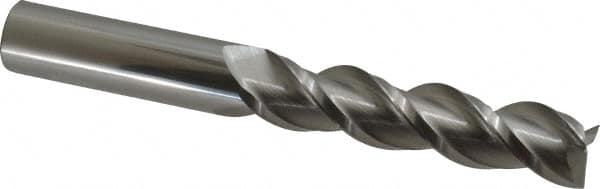 Accupro - 3/4", 3-1/4" LOC, 3/4" Shank Diam, 6" OAL, 3 Flute, Solid Carbide Square End Mill - Single End, Uncoated, Spiral Flute, 40° Helix, Centercutting, Right Hand Cut, Right Hand Flute - Americas Industrial Supply
