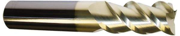 Accupro - 3/4", 1" LOC, 3/4" Shank Diam, 3" OAL, 3 Flute, Solid Carbide Square End Mill - Single End, ZrN Finish, Spiral Flute, 40° Helix, Centercutting, Right Hand Cut, Right Hand Flute - Americas Industrial Supply
