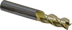 Accupro - 3/8", 7/8" LOC, 3/8" Shank Diam, 2-1/2" OAL, 3 Flute, Solid Carbide Square End Mill - Single End, ZrN Finish, Spiral Flute, 40° Helix, Centercutting, Right Hand Cut, Right Hand Flute - Americas Industrial Supply