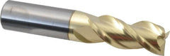 Accupro - 3/4", 1-5/8" LOC, 3/4" Shank Diam, 4" OAL, 3 Flute, Solid Carbide Square End Mill - Single End, ZrN Finish, Spiral Flute, 40° Helix, Centercutting, Right Hand Cut, Right Hand Flute - Americas Industrial Supply