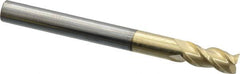 Accupro - 3/16", 3/8" LOC, 3/16" Shank Diam, 2" OAL, 3 Flute, Solid Carbide Square End Mill - Single End, ZrN Finish, Spiral Flute, 40° Helix, Centercutting, Right Hand Cut, Right Hand Flute - Americas Industrial Supply