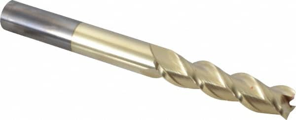 Accupro - 5/8", 2-1/2" LOC, 5/8" Shank Diam, 6" OAL, 3 Flute, Solid Carbide Square End Mill - Single End, ZrN Finish, Spiral Flute, 40° Helix, Centercutting, Right Hand Cut, Right Hand Flute - Americas Industrial Supply