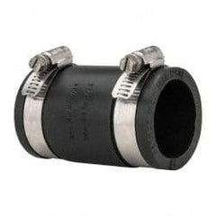 Made in USA - 1-1/4" PVC Flexible Pipe Coupling with Clamp - 3-1/2" Long, Pipe x Pipe, Stainless Steel Clamp - Americas Industrial Supply