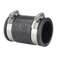 Made in USA - 1-1/2" PVC Flexible Pipe Coupling with Clamp - 3-1/2" Long, Pipe x Pipe, Stainless Steel Clamp - Americas Industrial Supply