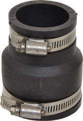 Made in USA - 2 x 1-1/2" PVC Flexible Pipe Coupling with Clamp - 3-1/2" Long, Pipe x Pipe, Stainless Steel Clamp - Americas Industrial Supply