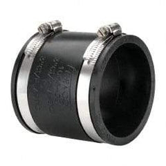 Made in USA - 3" PVC Flexible Pipe Coupling with Clamp - 4" Long, Pipe x Pipe, Stainless Steel Clamp - Americas Industrial Supply